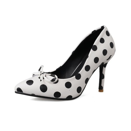 white polka dot heels